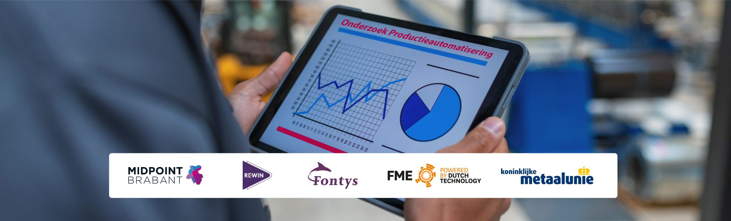 Logo's van de samenwerkingspartners: Midpoint Brabant, Rewin, Fontys, FME Powered by Dutch Technology en Koninklijke metaalunie