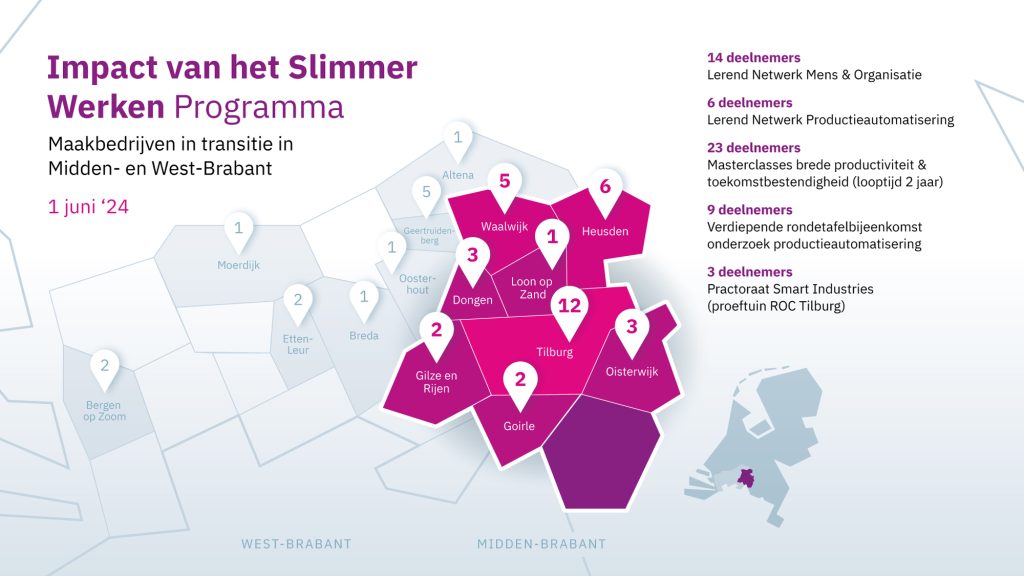 Regiokaart Slimmer Werken programma - 1 juni 2024